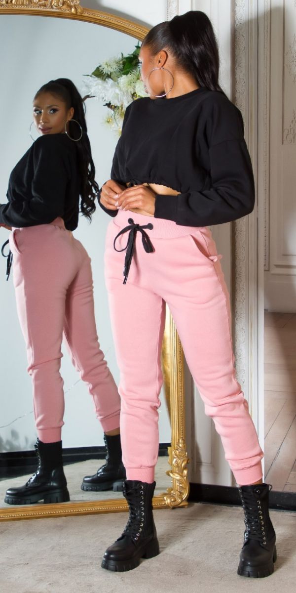 Női zsinóros rózsaszín tréning nadrág