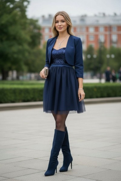 Alkalmi S/M kék csodás koktélruha Lizy