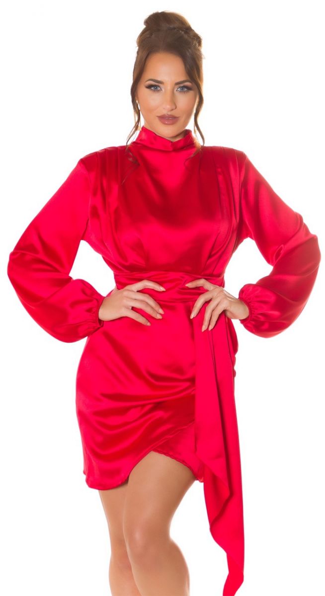 Alkalmi ruha egyedi stílusú piros szatén