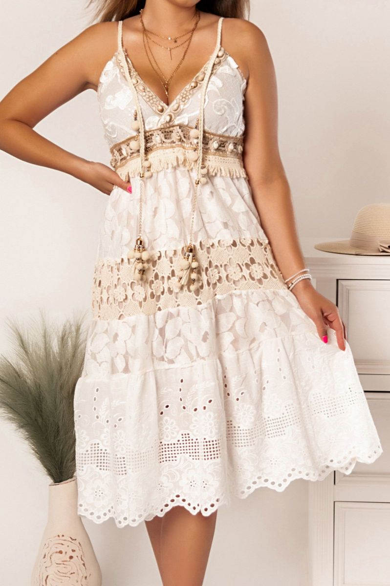 Női ruha fehér nyári különleges csipkés