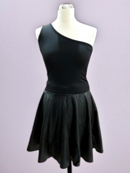 Női top fekete féloldalas party Lizy Onesize