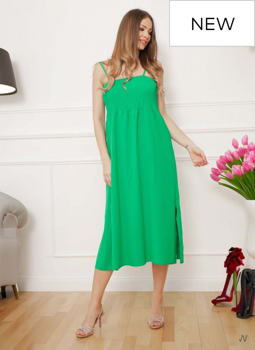 Molett maxi nyári ruha zöld gumis felsővel