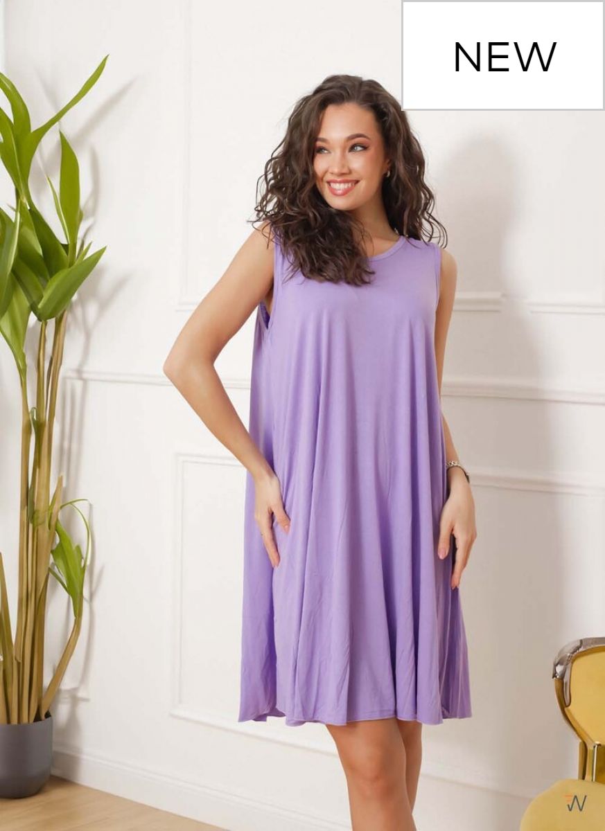 Molett nyári ruha bő fazonú lila