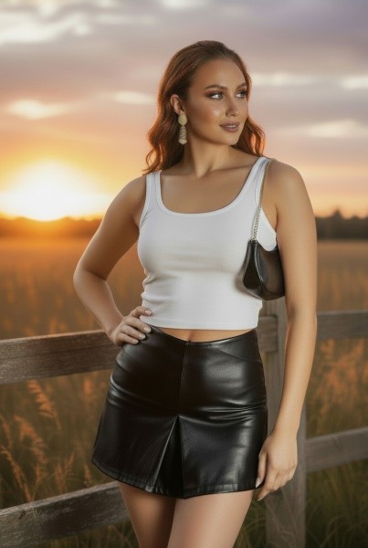 Fekete műbőr short és miniszoknya egyben