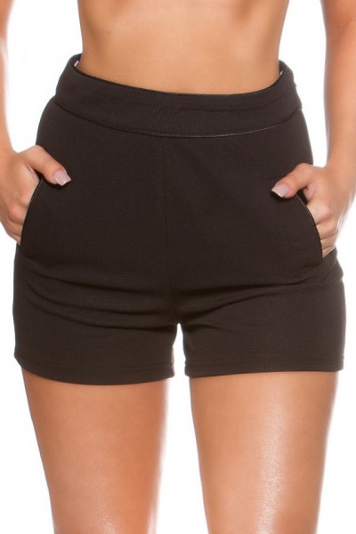 Rövidnadrág fekete csinos magasított derekú